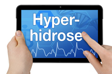 Tablet mit Touchscreen und Hyperhidrose - obrazy, fototapety, plakaty