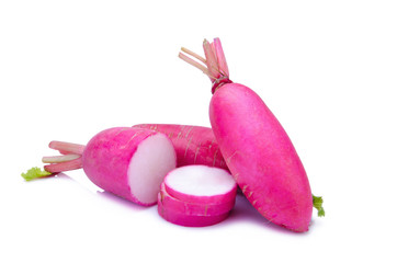 Fresh radishes isolated on white background