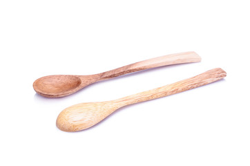 Wooden spoon isolated on the white background