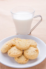 fresh healthy milk and cookies