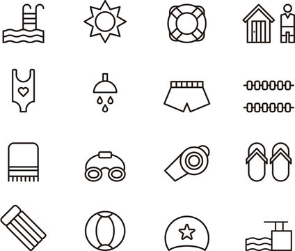 Swimming Pool outline icons