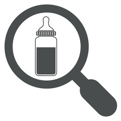 Icono plano lupa biberon gris