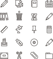 STATIONERY set of outline icons