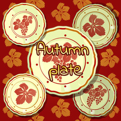 Set of autumn plates, porcelain dishes