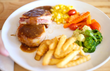 steak on table