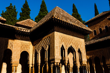 archs and roofs in moorish style, Alambra, Spain