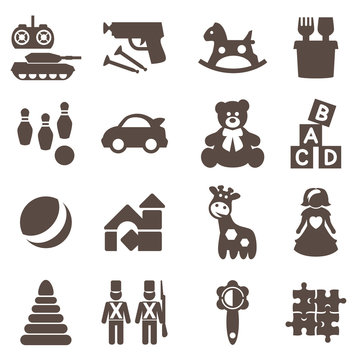 Toys icons. Vector signs. Set toy store.
