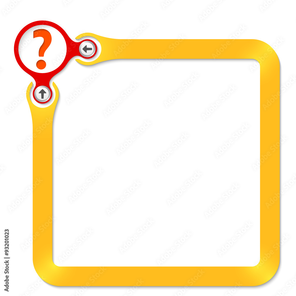 Poster red circle with question mark and yellow frame for your text