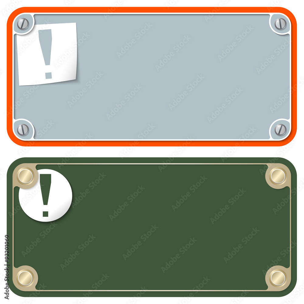 Poster vector frames for your text with screws and exclamation mark