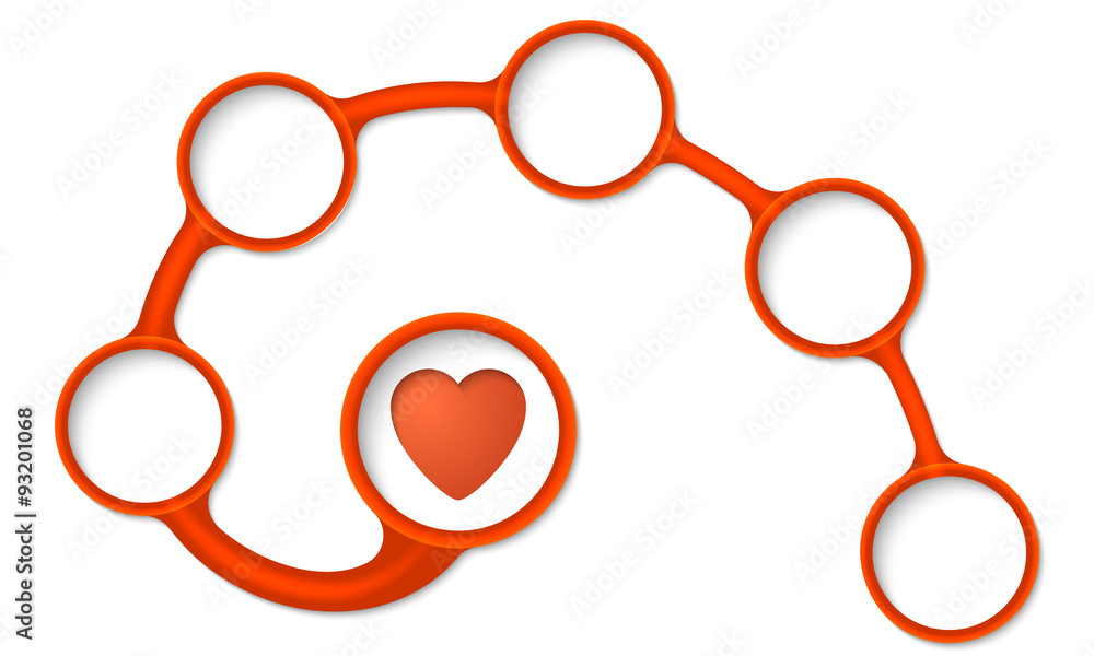 Poster brown circular text boxes for your text and heart symbol