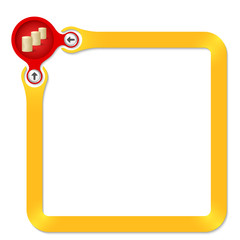 Red circle with coin and yellow frame for your text