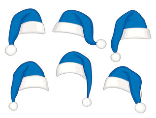 6 blaue Weihnachtsm&uuml;tzen 
