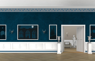 Kunstgalerie Altbau Schloss Interior Blau