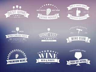 Set of wine logos with ribbons