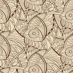 Hand drawn seamless vector abstract ethnic pattern.