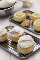 homemade semla, swedish sweet roll 