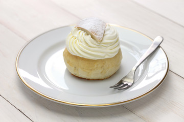 homemade semla, swedish sweet roll 