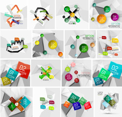 Set of abstract geometric paper infographic banner templates