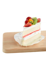 isolated of cake decorate with fruits