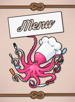 Menu with octopus