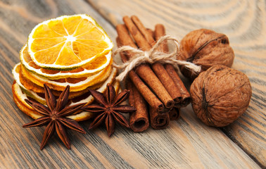 Spices and dried oranges