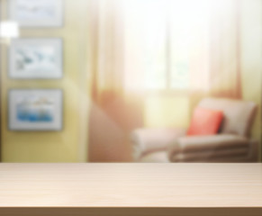 Table Top And Blur Interior Background