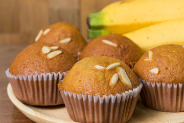 banana cup cake freshly baked, close up, thai dessert.
