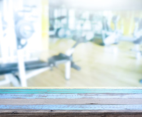 Table Top And Blur Fitness Gym of the Background