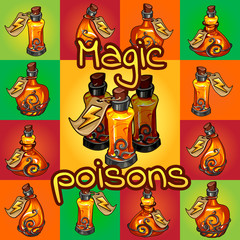 Big set of different magic poisons 