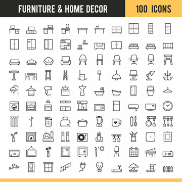 Furniture icons. Vector illustration.