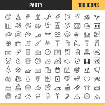 Party icons. Vector illustration.