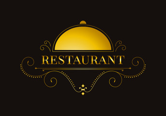 Luxury restaurant logo template. Elegant calligraphic ornament pattern. Vector illustration for your restaurant business.
