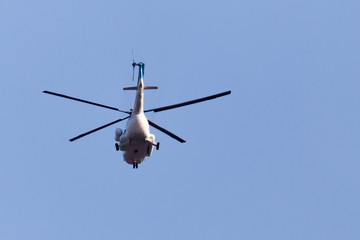 helicopter on a blue sky