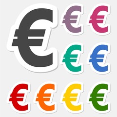 Euro sign stickers set, EUR currency symbol, Money label