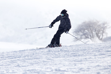 Skier in high mountains