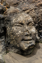 Shiva Rock Carving at Little Vagator Beach, Goa, India.