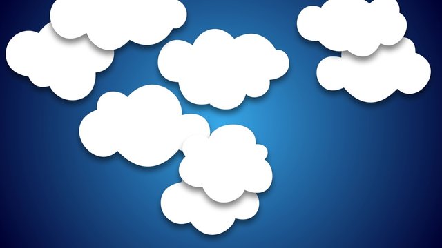 cartoon Clouds random pop up animation on blue background
