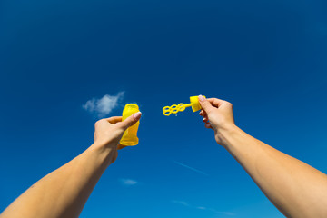 sky hand soap bubbles
