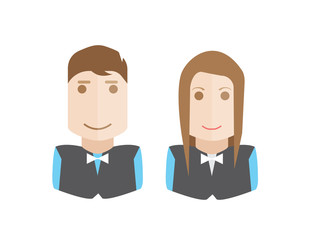 Waiter man and woman set avatar icon flat isolated on white background vector illustration