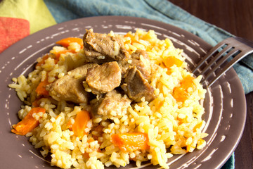 Rice pilaf with lamb meat