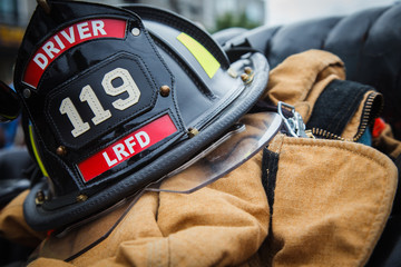 Fototapeta premium Vintage Fire Helment and Coat