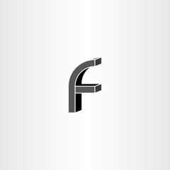 3d black letter f vector icon