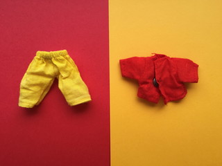 Colorful handmade puppet clothing