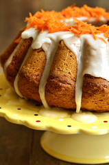 Carrot cake with sugar glaze.