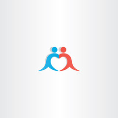 couple boy and girl heart love logo icon vector