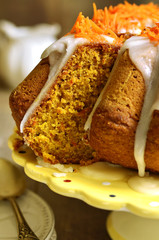 Carrot cake with sugar glaze.