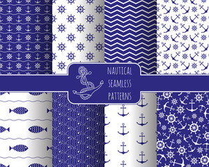 Seamless nautical pattern set