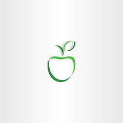 stylized green apple with leaf logo vector icon element