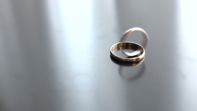Wedding rings rotating in each other