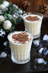 Ice cream cocktail on Christmas background